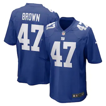 mens nike cam brown royal new york giants game jersey